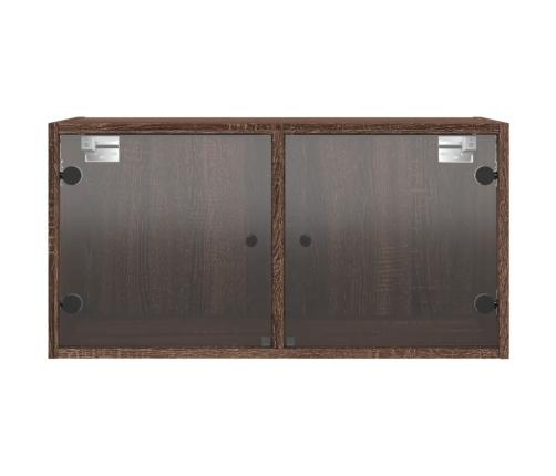 Mueble de pared puertas de vidrio marrón roble 68,5x37x35 cm