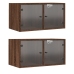 Mueble pared puertas vidrio 2 uds roble marrón 68,5x37x35 cm