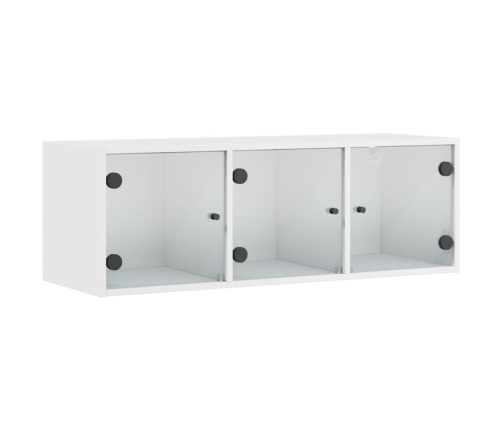 Mueble de pared con puertas de vidrio blanco 102x37x35 cm