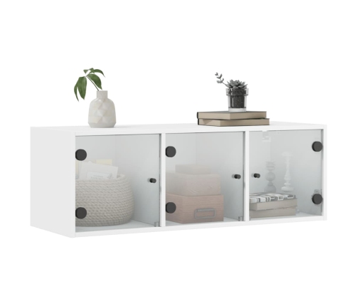 Mueble de pared con puertas de vidrio blanco 102x37x35 cm