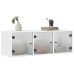 Mueble de pared con puertas de vidrio blanco 102x37x35 cm