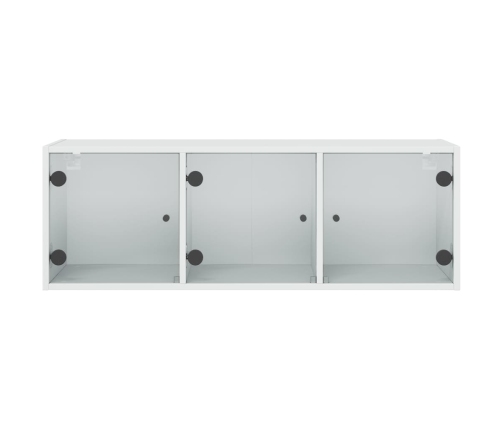 Mueble de pared con puertas de vidrio blanco 102x37x35 cm