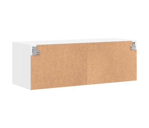 Mueble de pared con puertas de vidrio blanco 102x37x35 cm