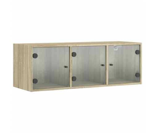 Mueble de pared puertas de vidrio roble Sonoma 102x37x35 cm