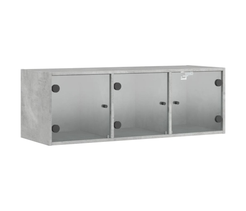 Mueble de pared puertas de vidrio gris hormigón 102x37x35 cm