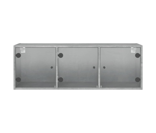 Mueble de pared puertas de vidrio gris hormigón 102x37x35 cm