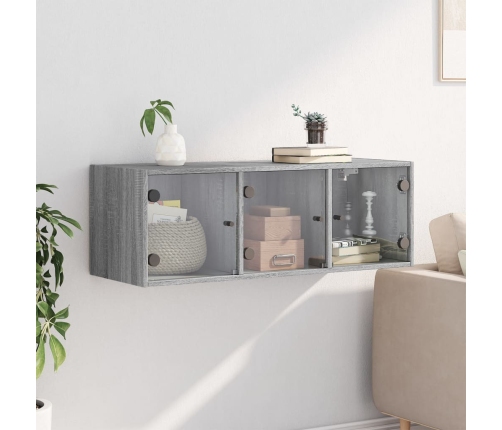 Mueble de pared puertas de vidrio gris Sonoma 102x37x35 cm