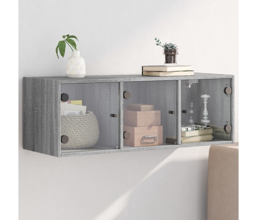 Mueble de pared puertas de vidrio gris Sonoma 102x37x35 cm