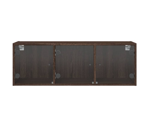 Mueble de pared puertas de vidrio marrón roble 102x37x35 cm