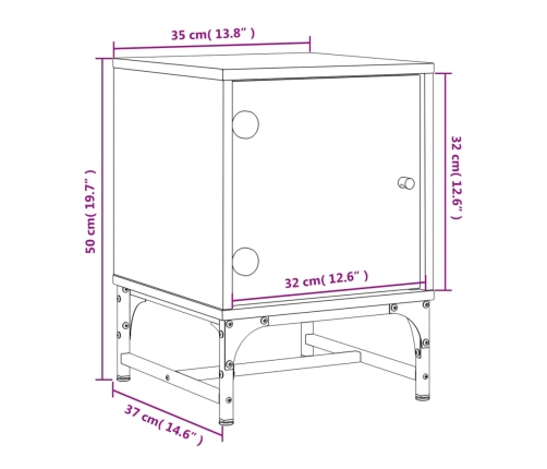 Mesitas de noche con puertas de vidrio 2 uds blanco 35x37x50 cm