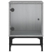 Mesitas noche con puertas vidrio 2 uds gris Sonoma 35x37x50 cm