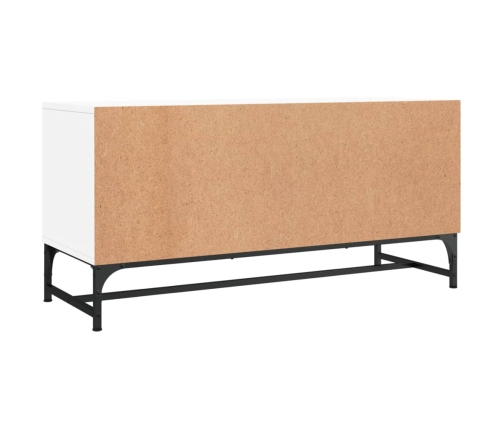 Mueble de TV con puertas de vidrio blanco 102x37x50 cm