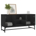 Mueble de TV con puertas de vidrio negro 102x37x50 cm