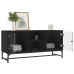 Mueble de TV con puertas de vidrio negro 102x37x50 cm