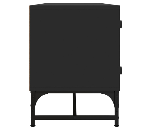 Mueble de TV con puertas de vidrio negro 102x37x50 cm