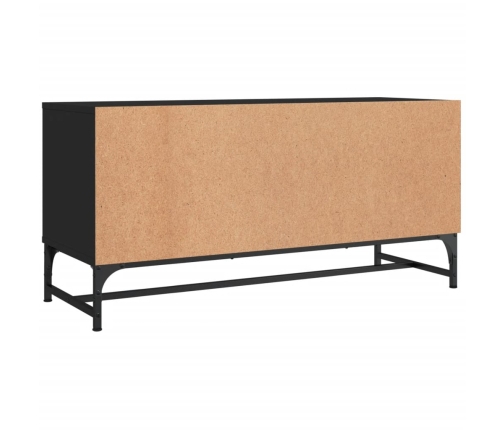 Mueble de TV con puertas de vidrio negro 102x37x50 cm