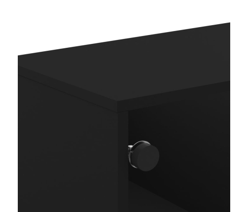 Mueble de TV con puertas de vidrio negro 102x37x50 cm