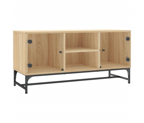 vidaXL Mueble de TV con puertas de vidrio roble Sonoma 102x37x50 cm