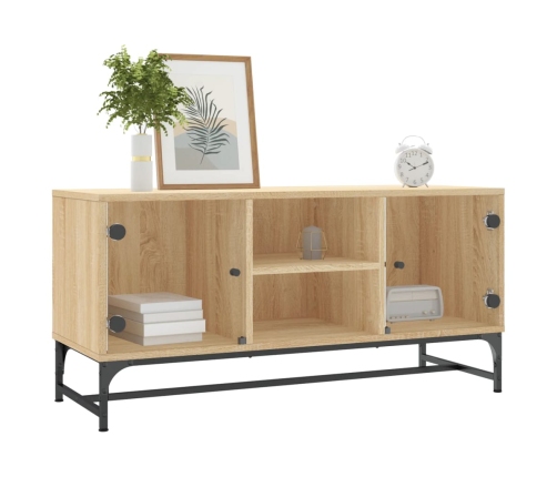 vidaXL Mueble de TV con puertas de vidrio roble Sonoma 102x37x50 cm