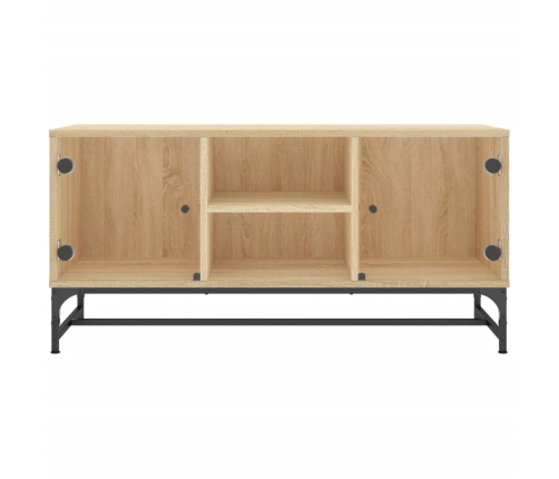 vidaXL Mueble de TV con puertas de vidrio roble Sonoma 102x37x50 cm