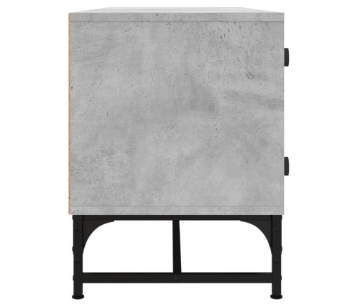 Mueble de TV con puertas de vidrio gris hormigón 102x37x50 cm