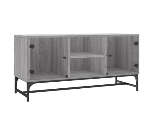 Mueble de TV con puertas de vidrio gris Sonoma 102x37x50 cm