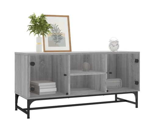 Mueble de TV con puertas de vidrio gris Sonoma 102x37x50 cm