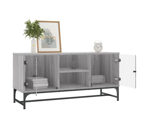 Mueble de TV con puertas de vidrio gris Sonoma 102x37x50 cm