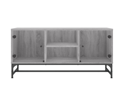 Mueble de TV con puertas de vidrio gris Sonoma 102x37x50 cm