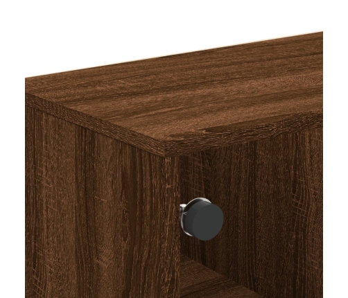 Mueble de TV con puertas de vidrio marrón roble 102x37x50 cm