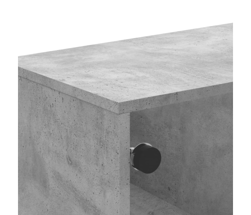 Mesa de centro puertas de vidrio gris hormigón 68,5x50x50 cm