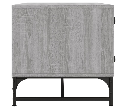 Mesa de centro con puertas de vidrio gris Sonoma 68,5x50x50 cm