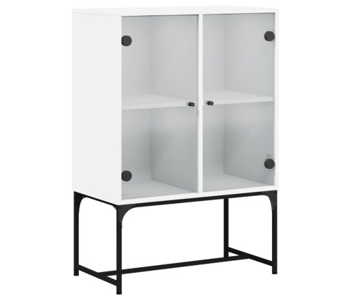 Armario auxiliar con puertas de vidrio blanco 69x37x100 cm