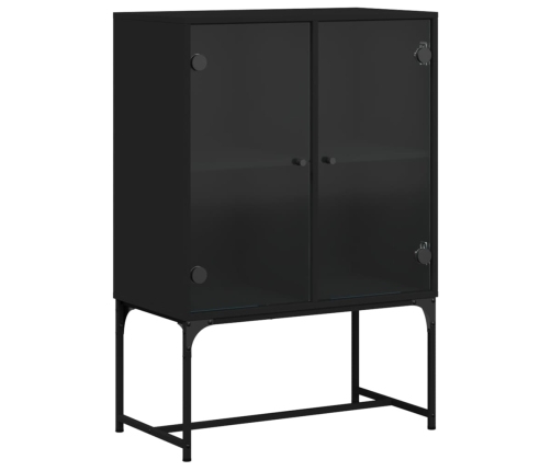 Armario auxiliar con puertas de vidrio negro 69x37x100 cm