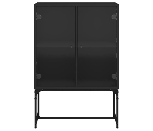 Armario auxiliar con puertas de vidrio negro 69x37x100 cm