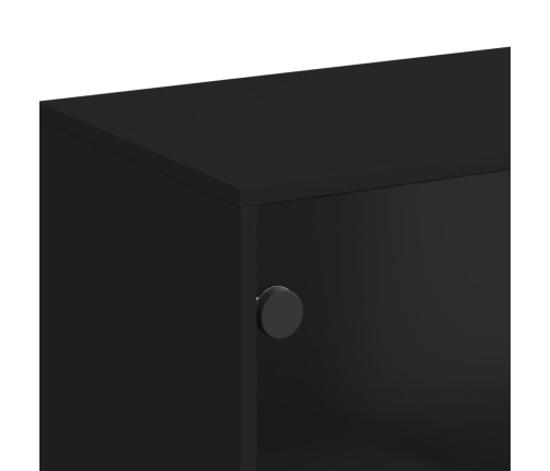 Armario auxiliar con puertas de vidrio negro 69x37x100 cm