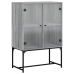 Armario auxiliar puertas de vidrio gris Sonoma 69x37x100 cm