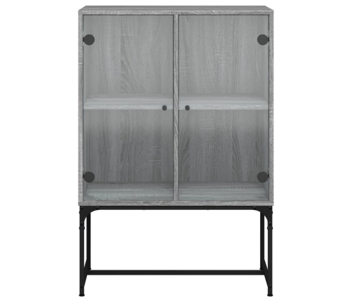 Armario auxiliar puertas de vidrio gris Sonoma 69x37x100 cm