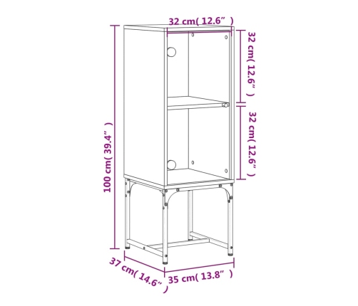 Armario auxiliar con puerta de vidrio blanco 35x37x100 cm