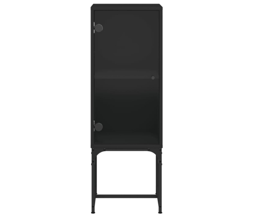 Armario auxiliar con puerta de vidrio negro 35x37x100 cm