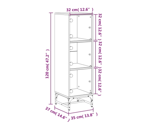 Aparador con puertas de vidrio blanco 35x37x120 cm