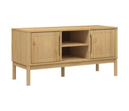 Mueble de TV FLORO madera maciza pino marrón cera 114x43x55 cm