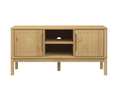 Mueble de TV FLORO madera maciza pino marrón cera 114x43x55 cm