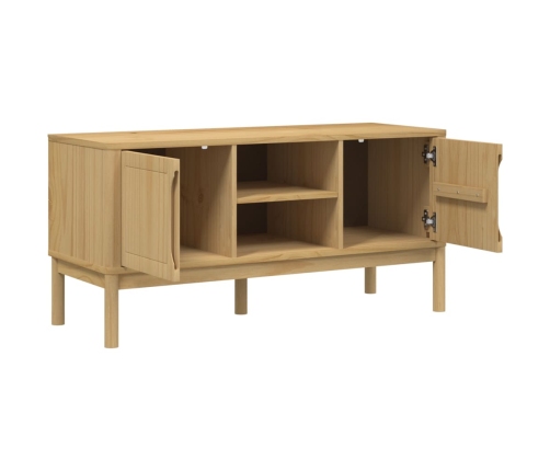 Mueble de TV FLORO madera maciza pino marrón cera 114x43x55 cm