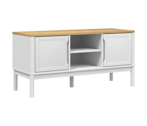 Mueble de TV FLORO madera maciza de pino blanco 114x43x55 cm