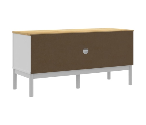 Mueble de TV FLORO madera maciza de pino blanco 114x43x55 cm