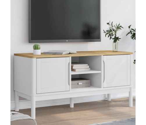 Mueble de TV FLORO madera maciza de pino blanco 114x43x55 cm