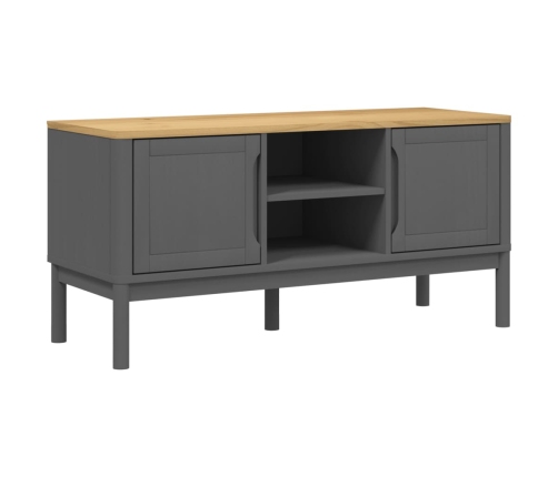 Mueble de TV FLORO madera maciza de pino gris 114x43x55 cm