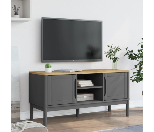 Mueble de TV FLORO madera maciza de pino gris 114x43x55 cm