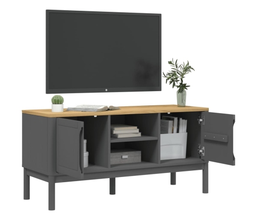 Mueble de TV FLORO madera maciza de pino gris 114x43x55 cm